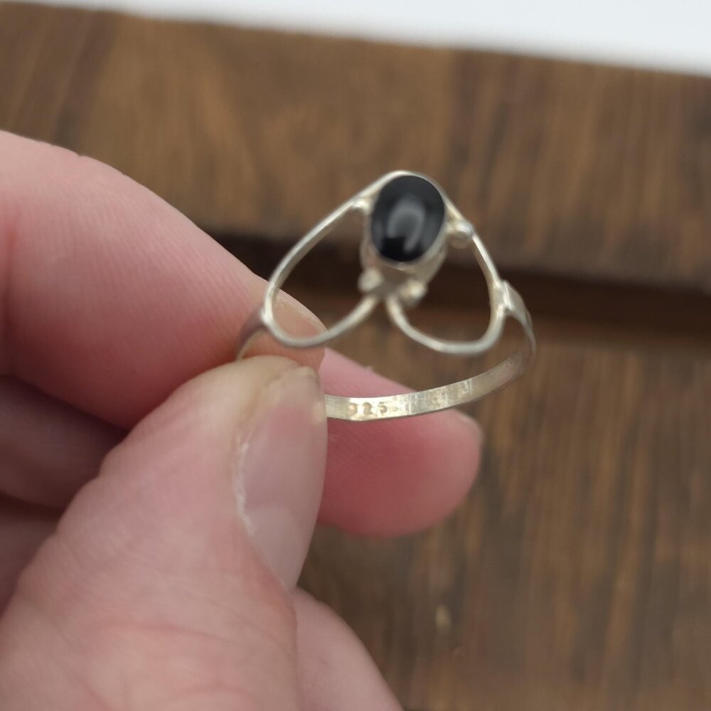 Size 10.5 Sterling Silver Tarnished Odd Shape Heart Ring A985 - Picture 3 of 6